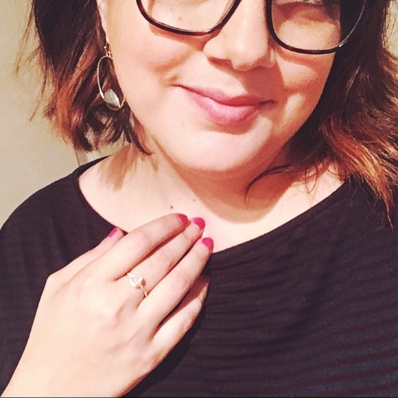 {Size 8} Round Fire Opal & CZ Rose Gold Ring - Picture 4 of 5